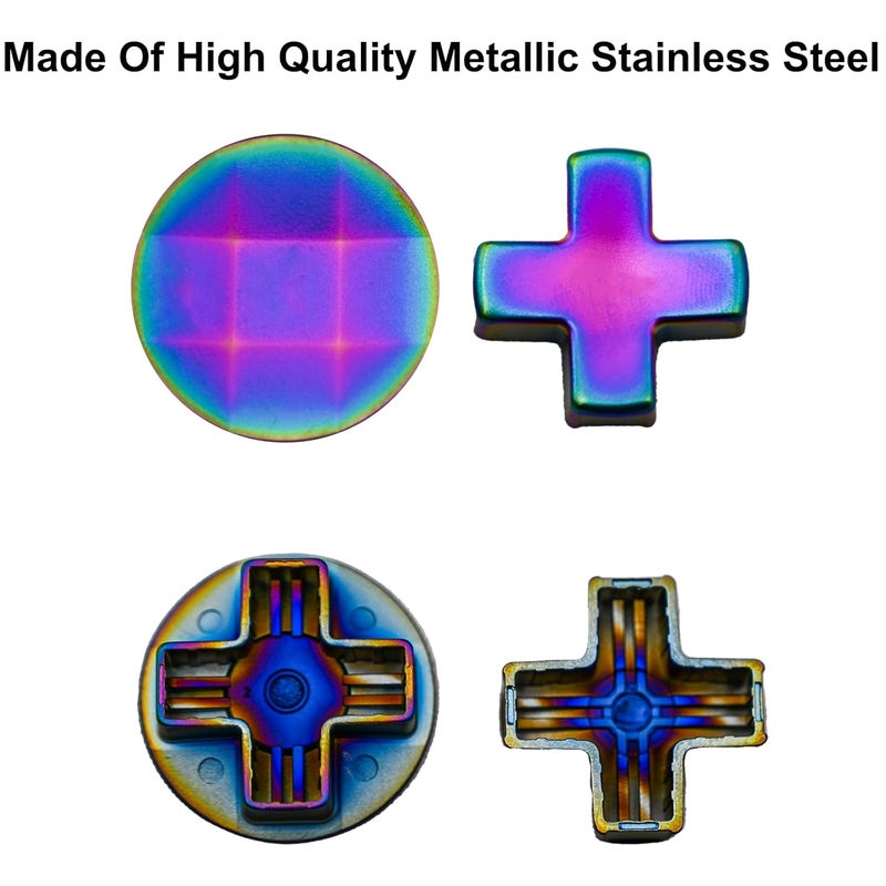 Anglepingping Store 2 Pack Metal D-Pads for Xbox One Elite Series 2 ,Standard D pad and Faceted D Pad Replacement Accessories for Xbox One Elite Series 2 Cord Controller(Rainbow) - Image 2